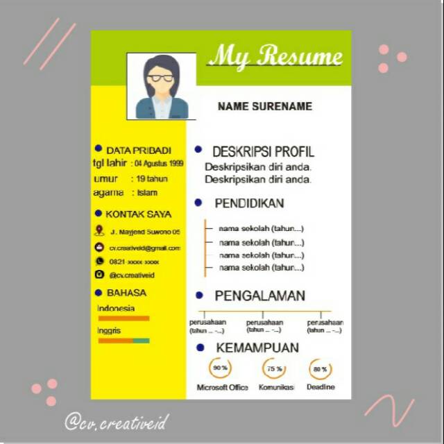 Jasa pembuatan CV kreatif dan surat lamaran