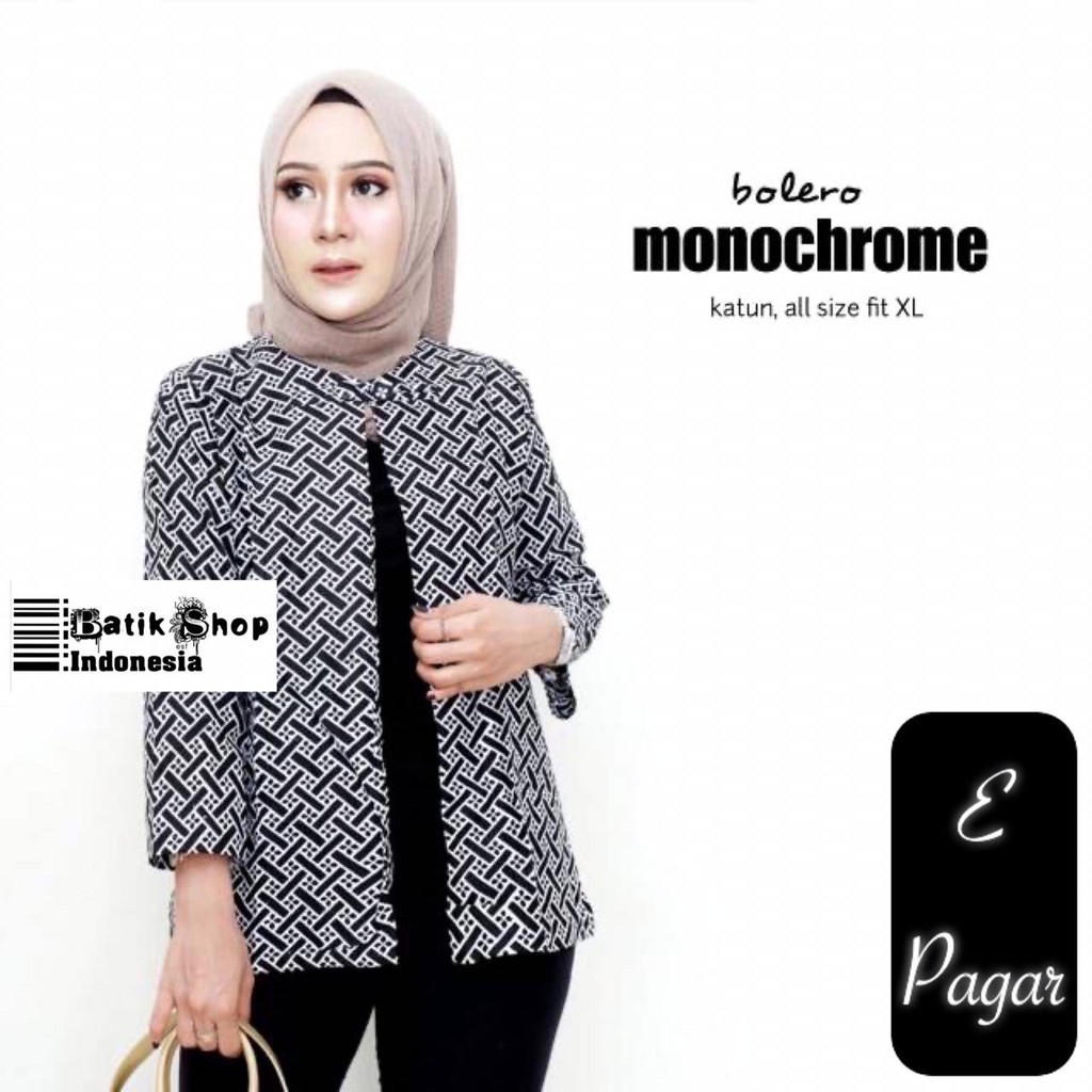 Bolero Monochrome Monokrom Batik 2in1 Modern Seragam Kantor Cantik Baru Casual Santai Kerja