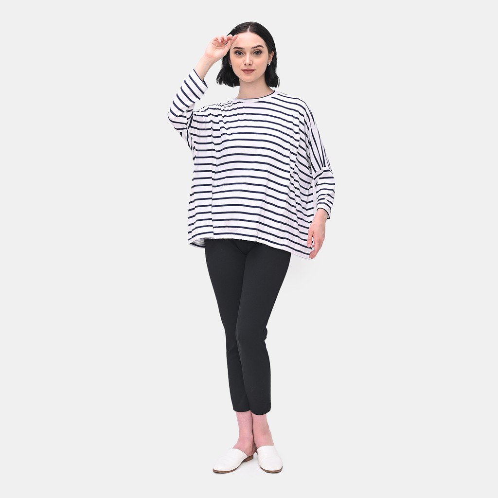 

MONOMOM COZY TOP NAVY STRIPE - Baju Menyusui Nursing Wear Stylish Premium