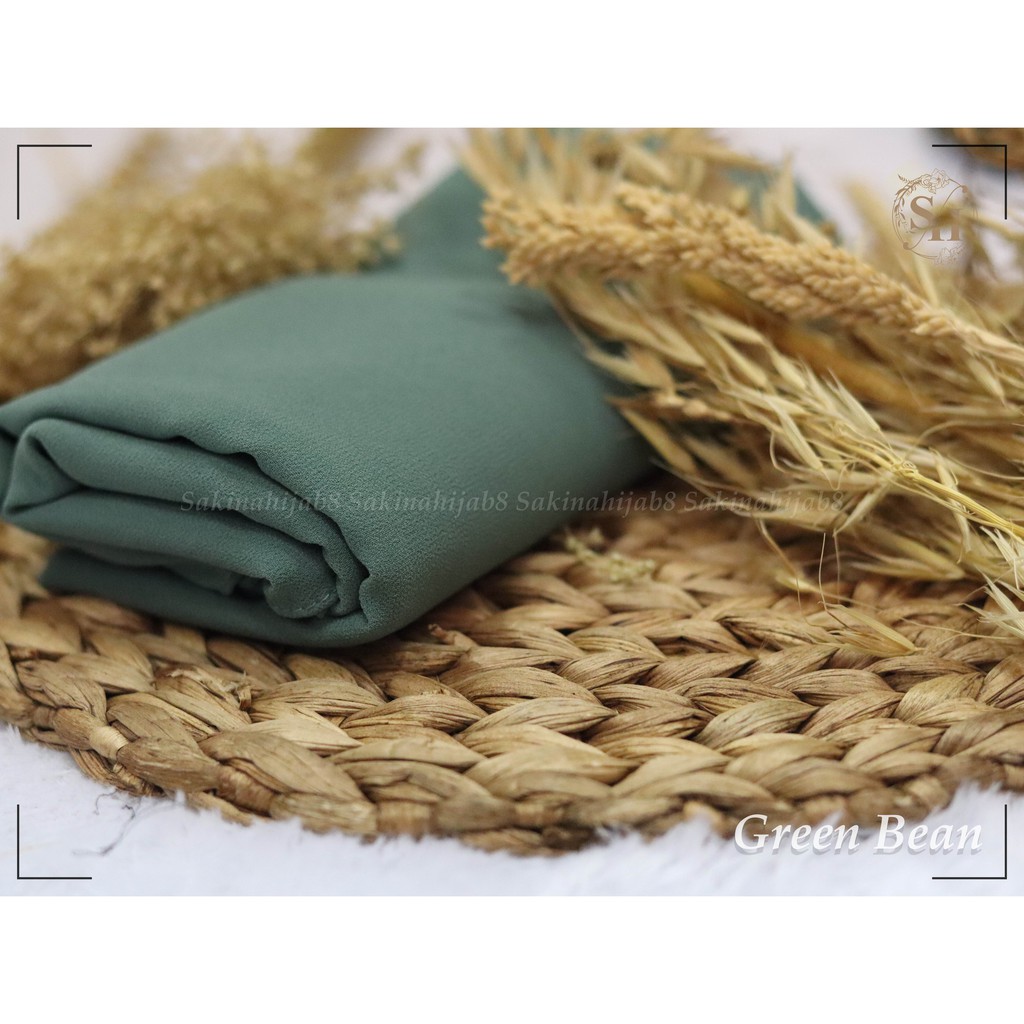 PROMO Pashmina Ceruty Babydoll 200x75 cm jahit tepi CHAPTER1-Green Bean