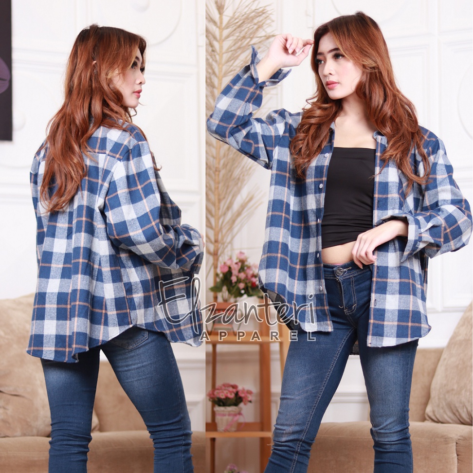 Kemeja Wanita | Oversize | Kemeja Flanel | kemeja Oversize flanel Elzanteri