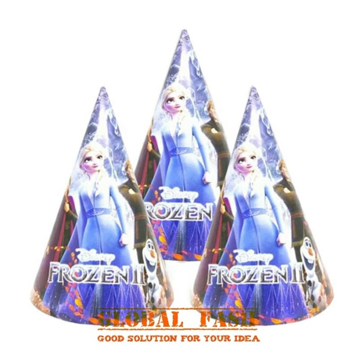 topi kerucut frozen / topi ultah anak / topi ulang tahun frozen