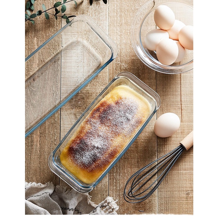 TAHAN PANAS MICROWAVE krischef loyang kaca tahan panas oven safe/ loyang roti / loaf pan Loyang Kaca