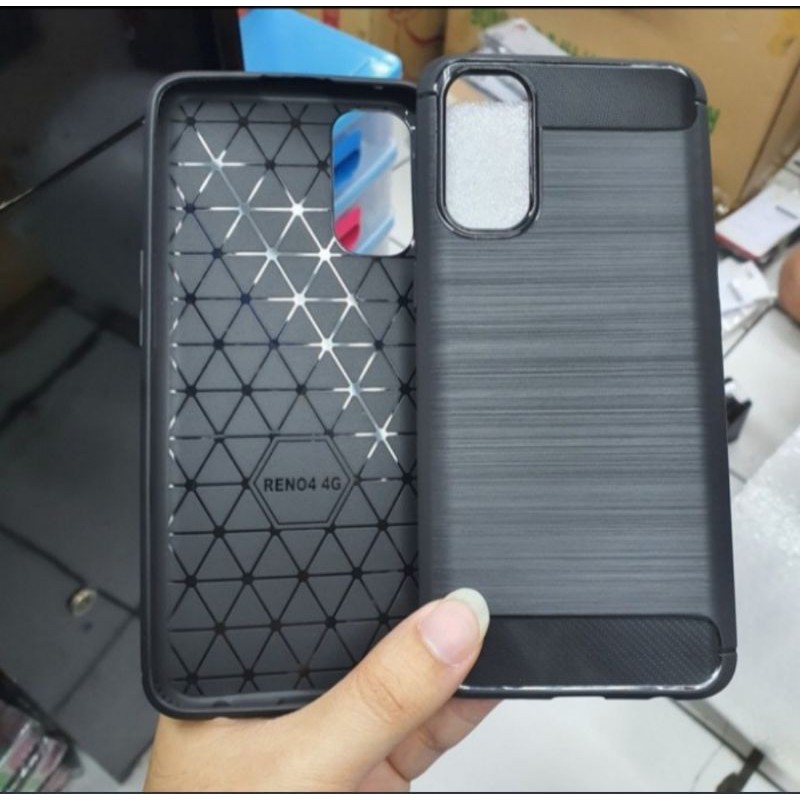 Softcase Slim Fit Carbon Oppo Reno 4 Indo New