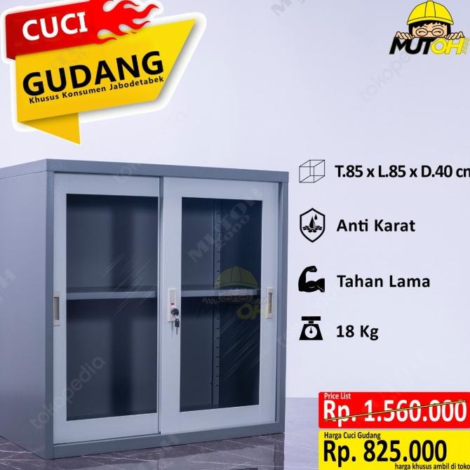 

BEST SELLER LEMARI ARSIP BESI CABINET 2 PINTU KACA SLIDING PENDEK LIMITED EDITION