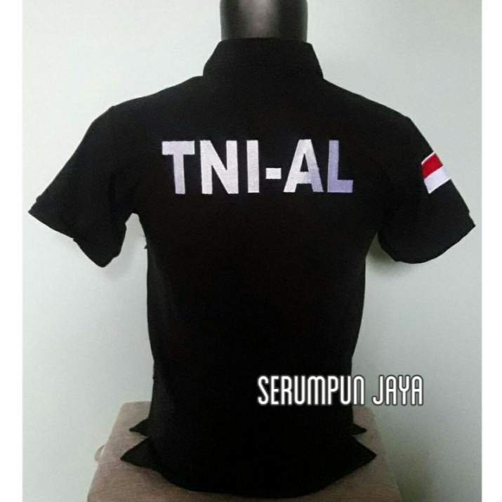 KAOS TNI AL - KAOS KERAH TNI AL - KAOS POLO TNI AL HITAM FULL BORDIR