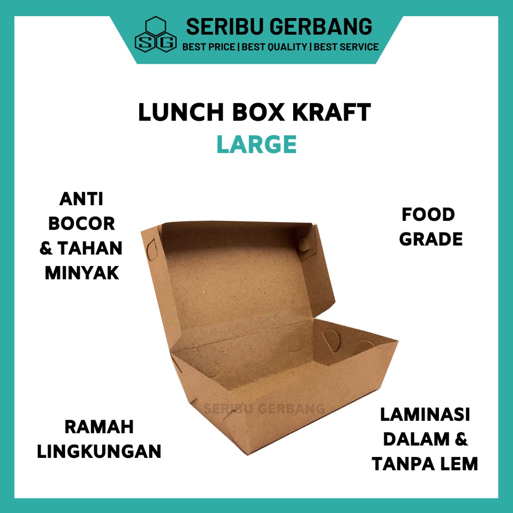 

PAPER LUNCH BOX KRAFT COKLAT LARGE KEMASAN MAKANAN PACKAGING DUS ECO FRIENDLY RAMAH LINGKUNGAN