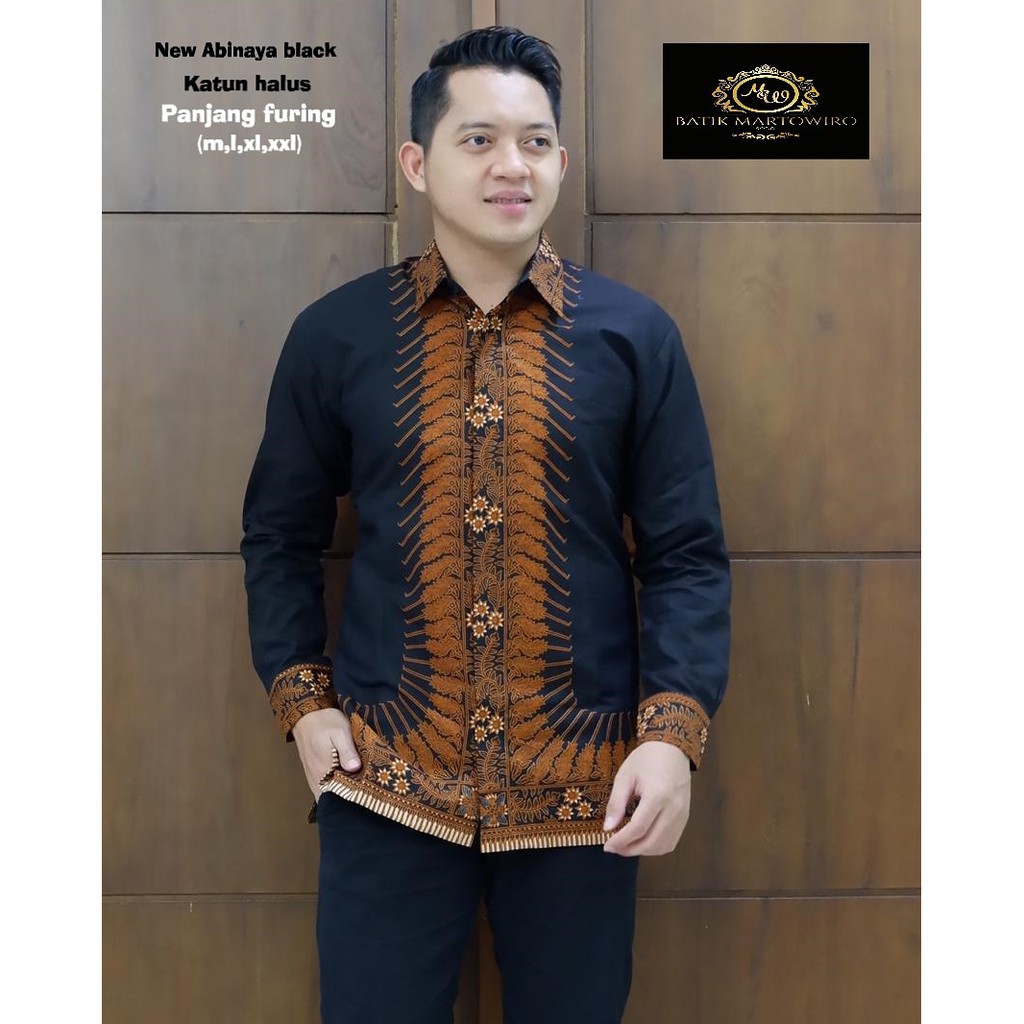 NEW ABINAYA BLACK kemeja batik pria lengan panjang terbaru ORIGINAL BY MARTOWIRO