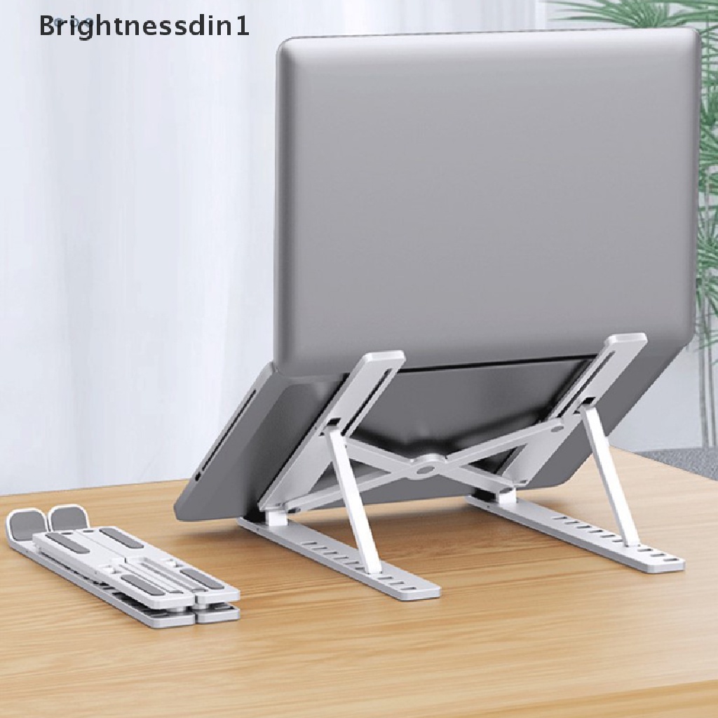 (Brightnessdin1) Stand Holder Laptop / Notebook / Tablet Portable Bahan Plastik Bisa Dilipat