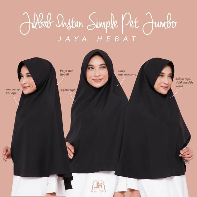 JILBAB INSTAN KHIMAR SYAR'I SIMPLE PET JUMBO / SIMPLE PET INSTAN / KHIMAR JUMBO / HIJAB INSTAN