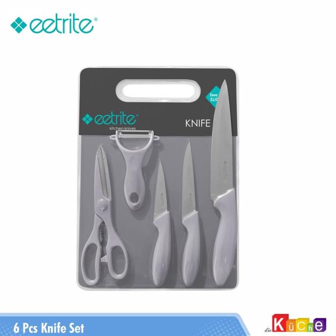 

Eetrite 6 Pcs Knife Set/ Set Pisau, Talenan, Pengupas, Gunting