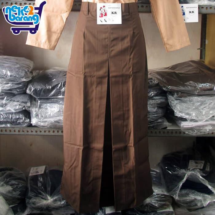 Rok Panjang Span SMA Coklat - Seragam SMA - Rok Seragam Pramuka - Ukuran S bergaya