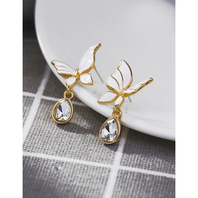 LRC Anting Tusuk Fashion Drop Glaze Drop Gemstone Butterfly Earrings D37734