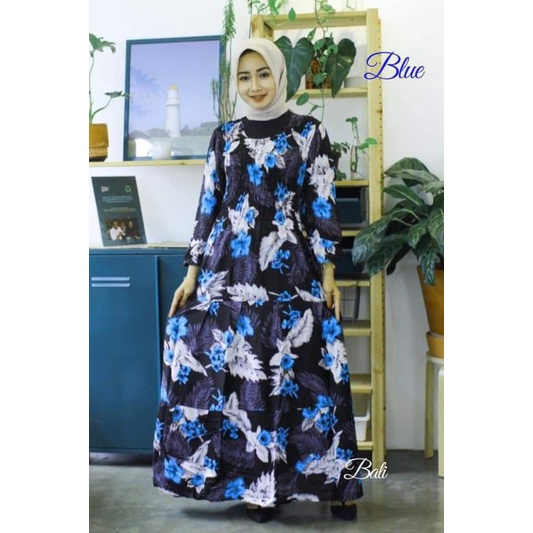 New fashion wanita gamis berkerut gamis motif bunga gamis kekinian gamis rayon bali premium