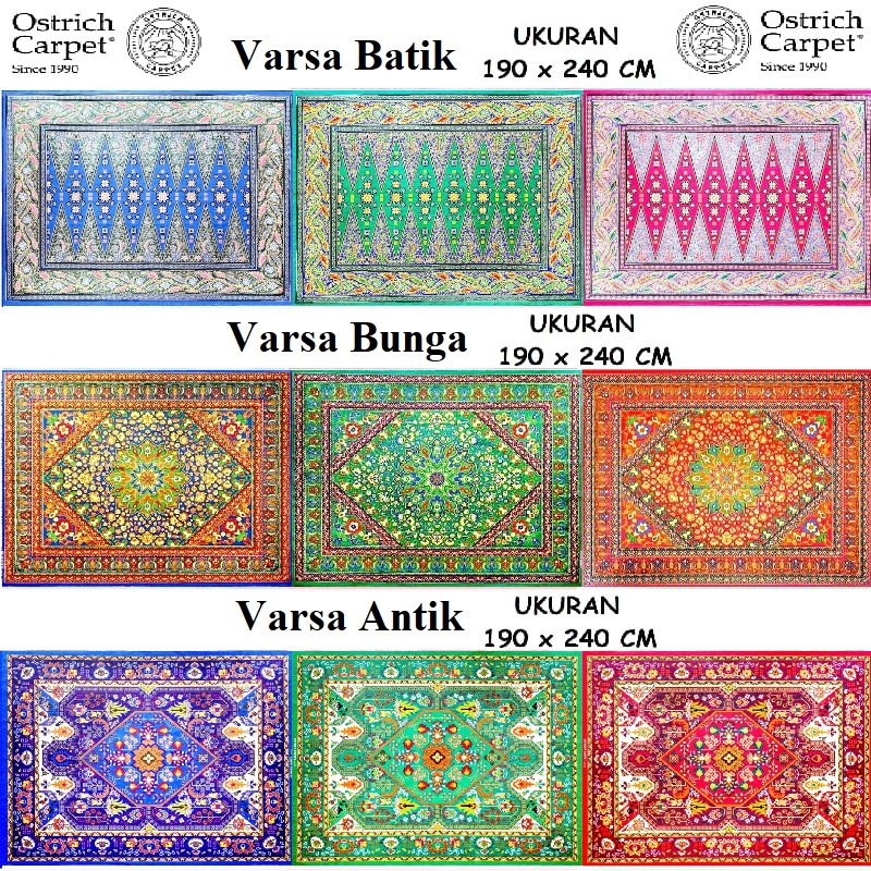 OSTRICH Karpet Permadani 2 Uk Shiva & Varsa / 190x240 CM & 205x240 CM Untuk LANTAI / Tikar lipat / Piknik