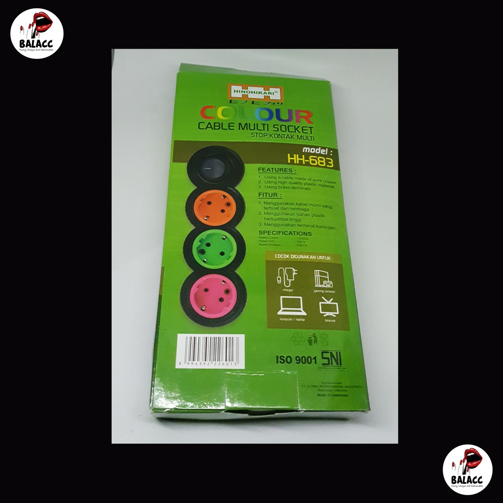 Stop Kontak 3 Lubang 1.8 Meter Hinohikari / Colokan Listrik 3L 1.8m / Terminal Stopkontak 3 lubang