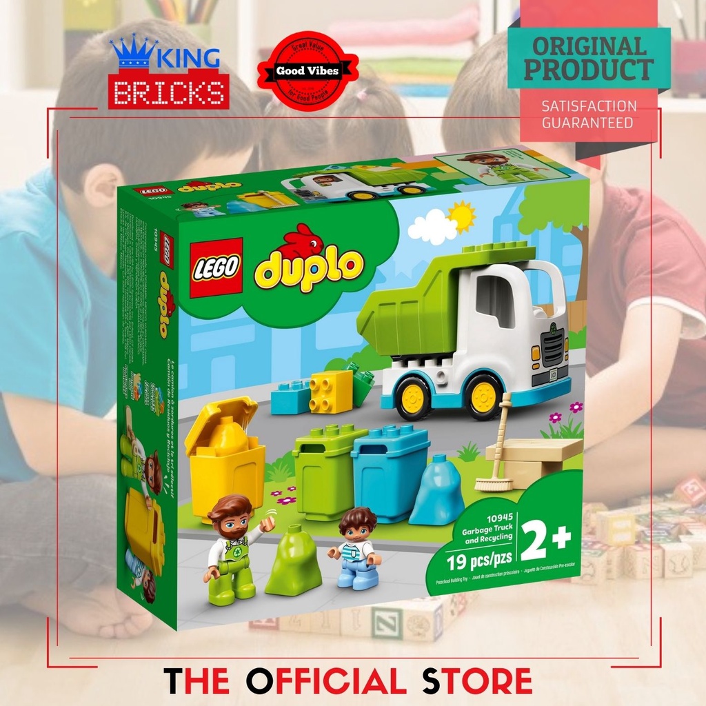 LEGO Original DUPLO 10945 Garbage Truck and Recycling - Mainan Anak Edukasi Mobil Truk Sampah Besar