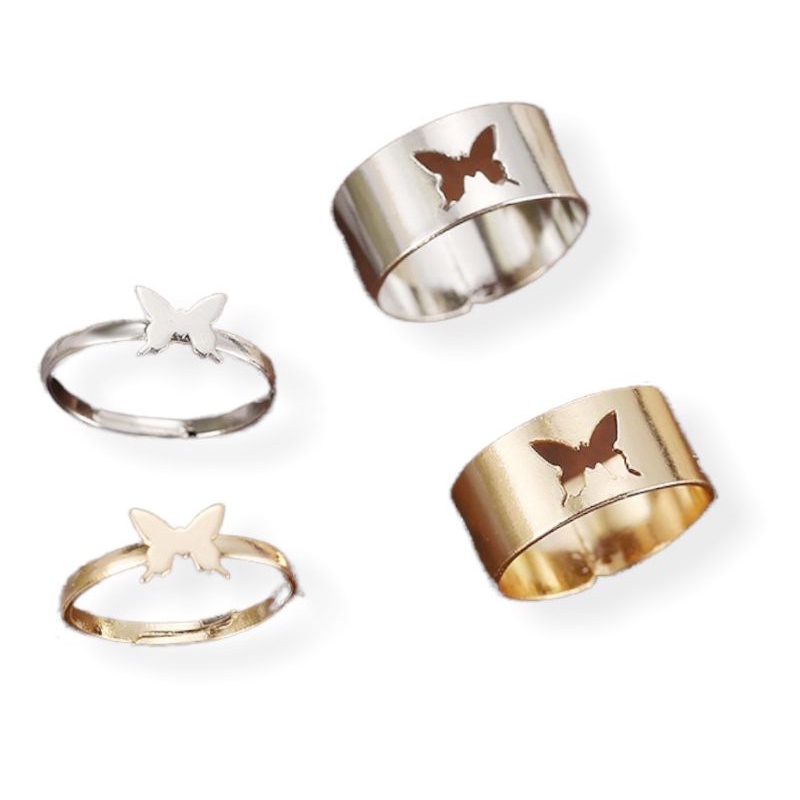 Set (2 buah) Cincin Couple Butterfly Kupu Kupu Fashion Ring Pasangan Sepasang Gaya Korea