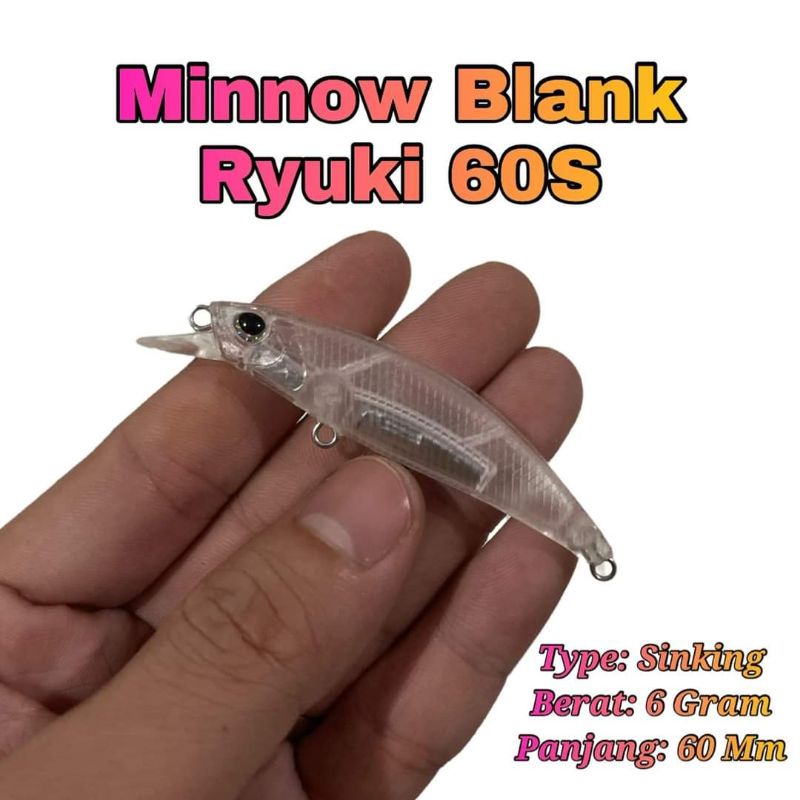 Blank minow Ryuki 60 s singking 6 gr costum ultralight maker