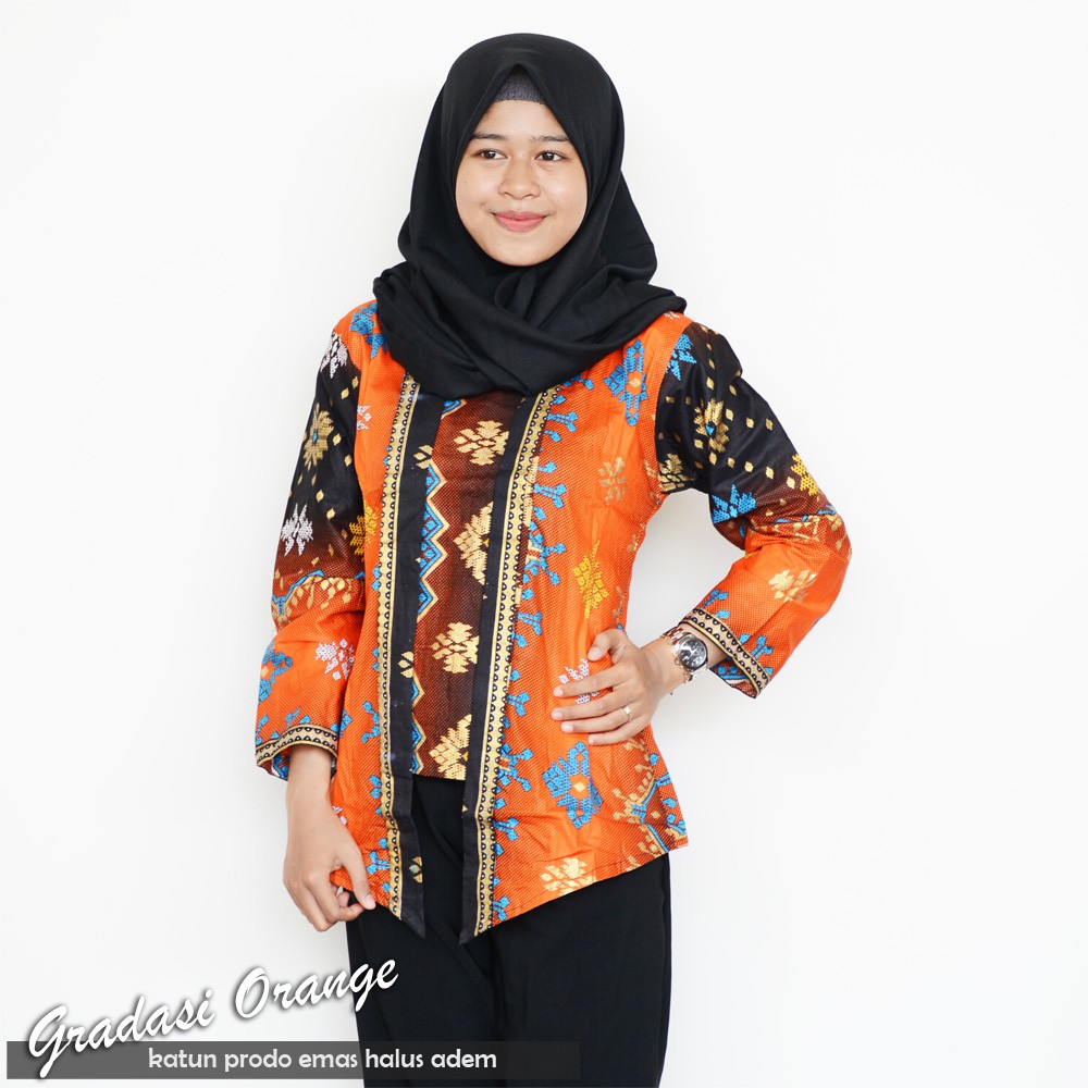 GROSIR TROLIS size M L flash sale grosir grup batik wanita atasan cewek remaja modern grupall trolistore-gradasi orange