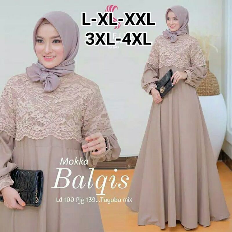 Gamis Syari Wanita Jumbo Big Size Brukat Elegan Pesta Size Komplit M L XL XXL XXXL 4XL 5XL-3