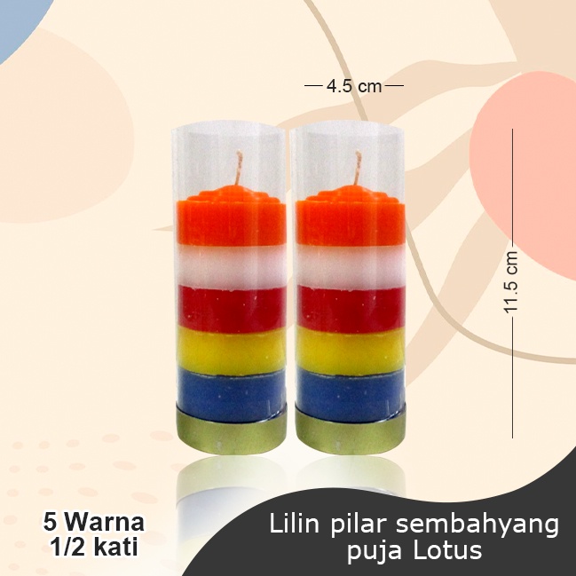 Lilin Puja Sembahyang Waisak Pancawarna 5 Warna 1/2 Kati 5 in 1