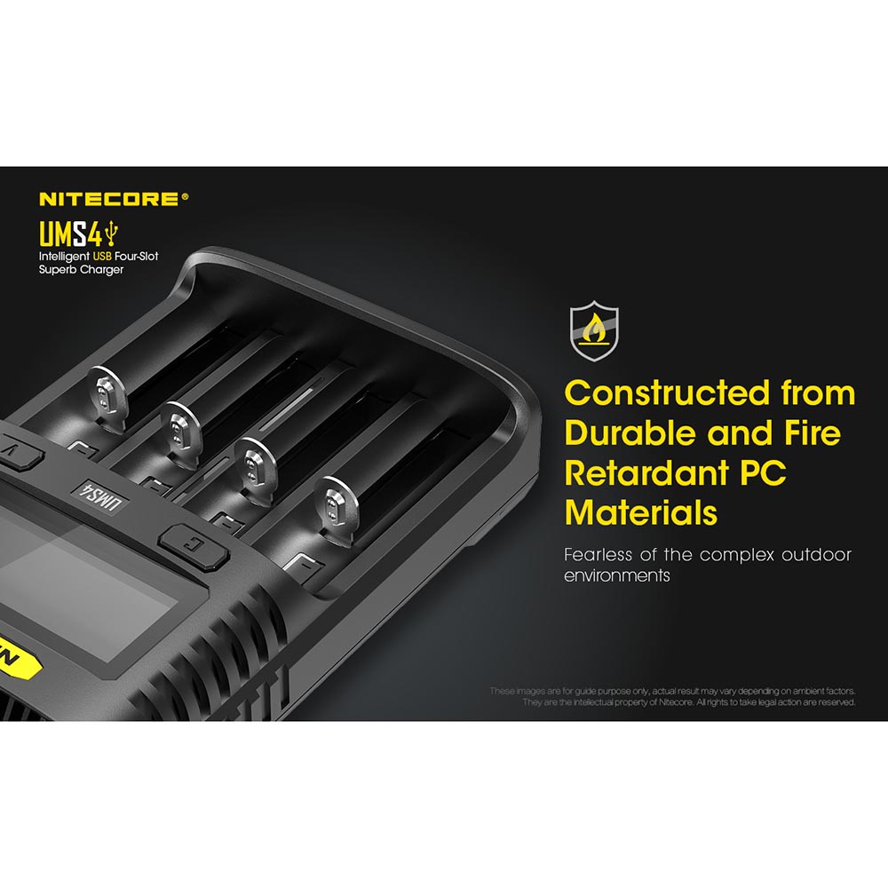 Nitecore Intelligent QC2 USB Charger Baterai 4 Slot 3A Li-ion NiMH - UMS4 - Black