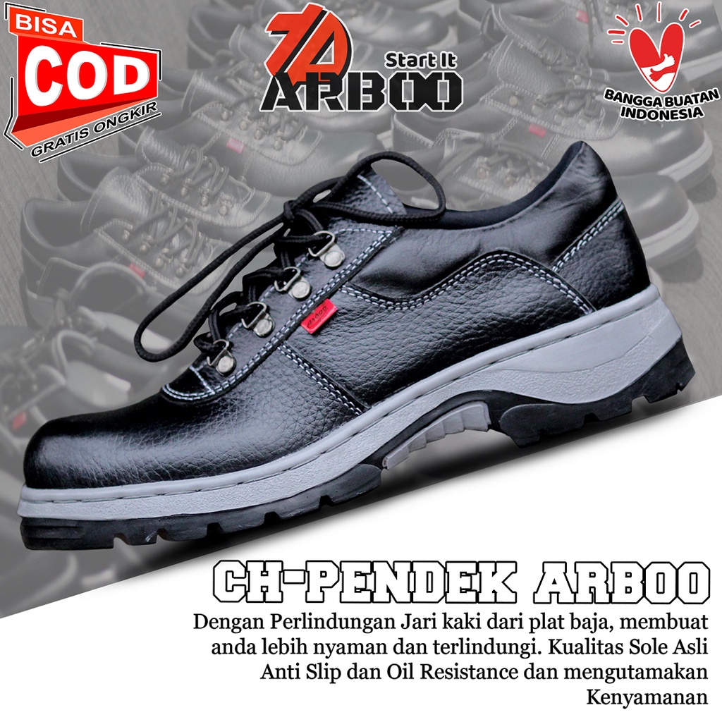 Sepatu boot kulit ujung besi, sepatu safety proyek kulit asli ujung besi, sepatu safety sepatu boot 