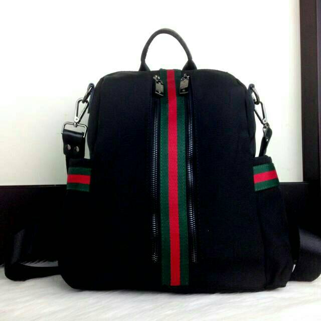 Tas Ransel GUCCI Double Zipper Fabric Backpack SS18 S1193-1