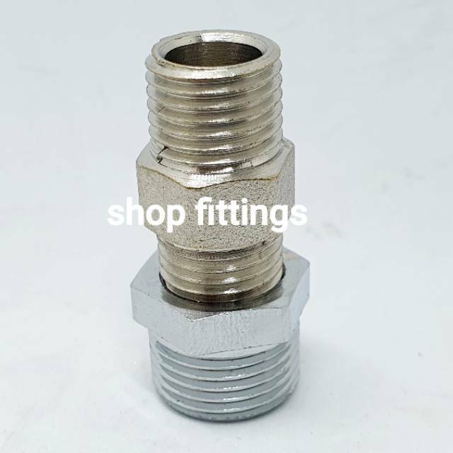 Sambungan Kran Kompresor Ring Sok Sock Drat Dalam 1/4 x 3/8 inch Double Nipple Nepel ¼ x ¼ "