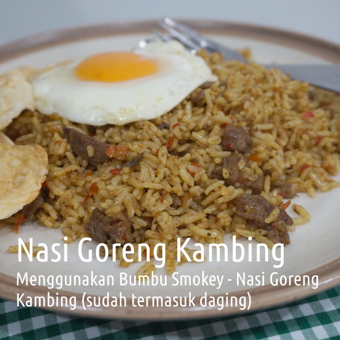 

Promo Spesial - Smokey Bumbu Nasi Goreng Kambing (Termasuk Daging) â Pack Isi 5