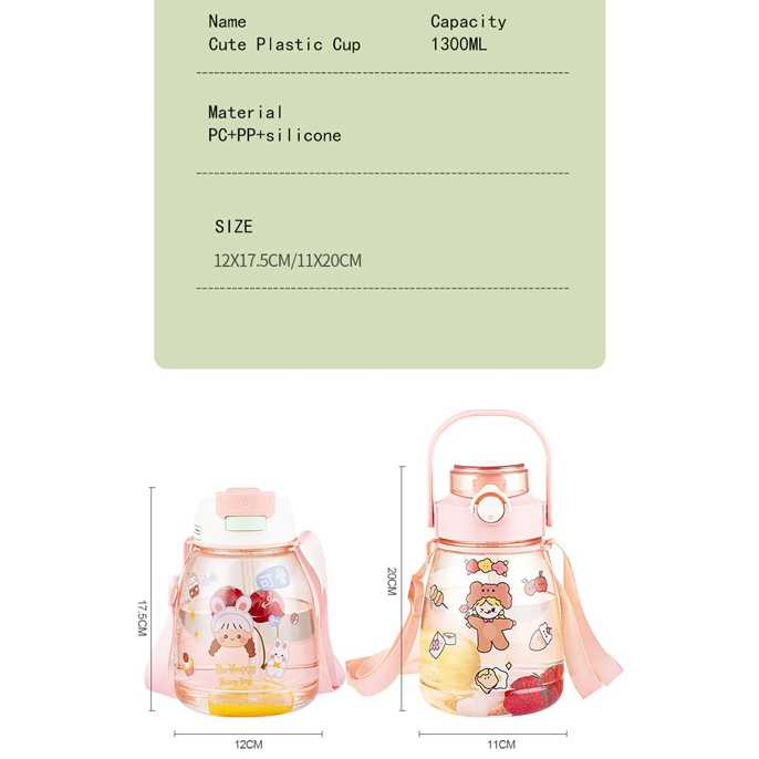 OEMG Botol Minum Anak Lucu dengan Sedotan 1300ML