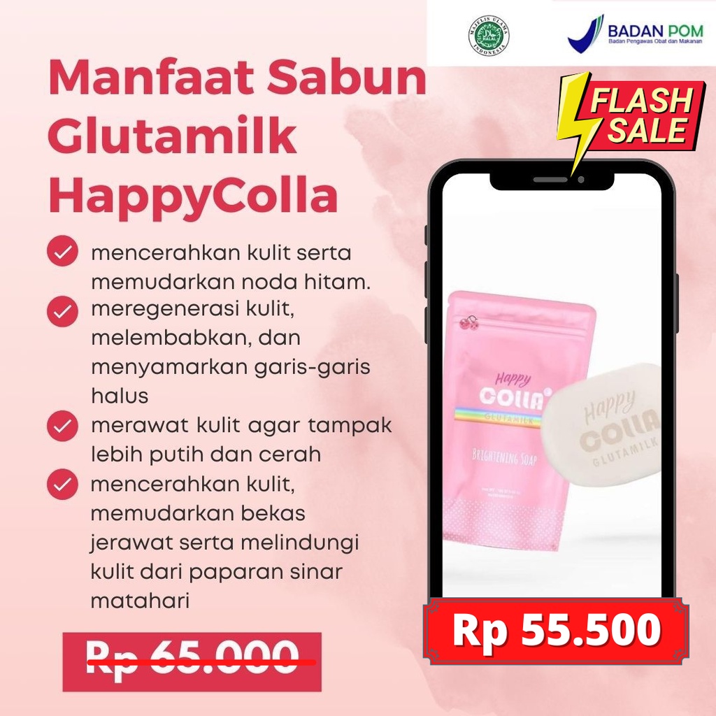 Glutamilk HappyColla Pemutih Badan BPOM Pemutih tubuh permanen HALAL Pemutih Wajah Happycolla PEMUTI