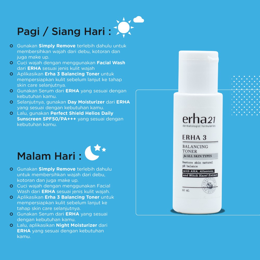 ERHA Toner Wajah ERHA 3 Balancing Toner - dgn AHA Allantoin Witch Hazel