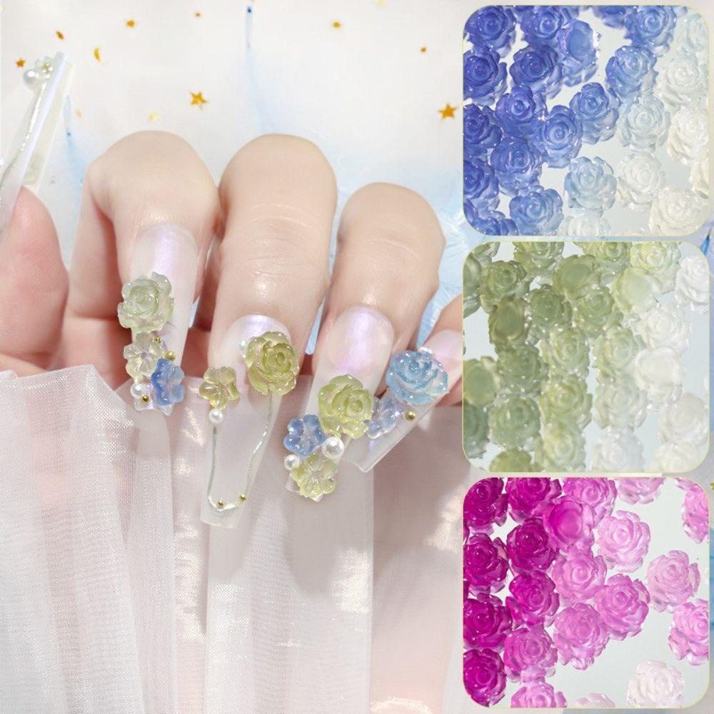 Mxbeauty Wanita Pesona Kuku Camellia Gadis Perubahan Cahaya Kuku Kecantikan Hiasan Kuku DIY Bahan Kuku 3D Dekorasi Kuku