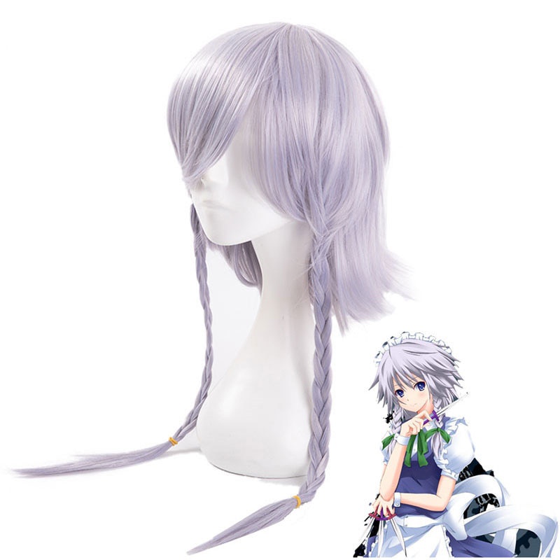 PREORDER Anime TouHou Project OW Reaper Genderbend Izayoi Sakuya Silver grey Braided Cosplay Wig + W