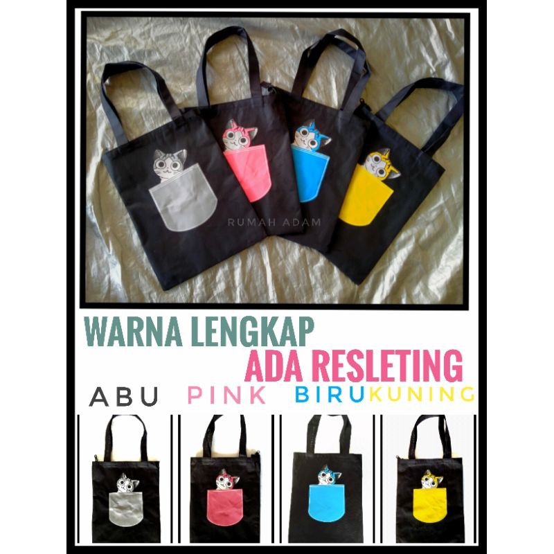 (PAKE RESLETING)TOTEBAG KUCING-TOTE CHIANG - Tote Bag Wanita Murah