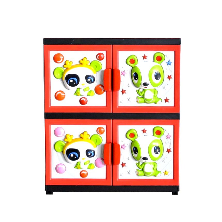 Bubblestar, Bubble star Venus Panda / Karakter  Susun 2,  Lemari Plastik, Cabinet 3D - Red / Merah