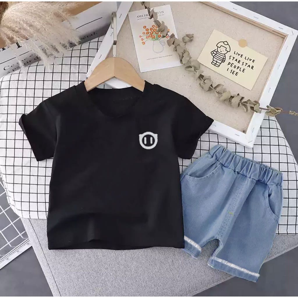 SETELAN ANAK BAJU PAKAIAN ANAK CELANA DENIM UMUR 1-5 TAHUN