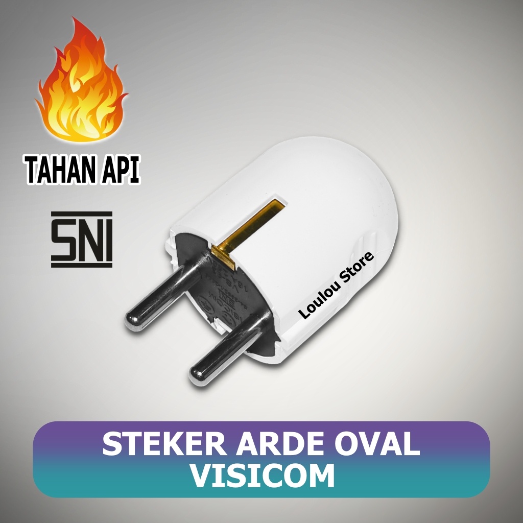 Steker Arde Bulat VISICOM Colokan Listrik Oval Pin kuningan SNI