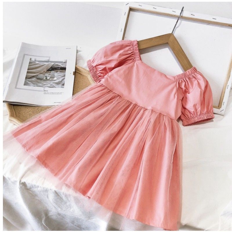 Dress anak terusan lengan balon baju kids import perempuan