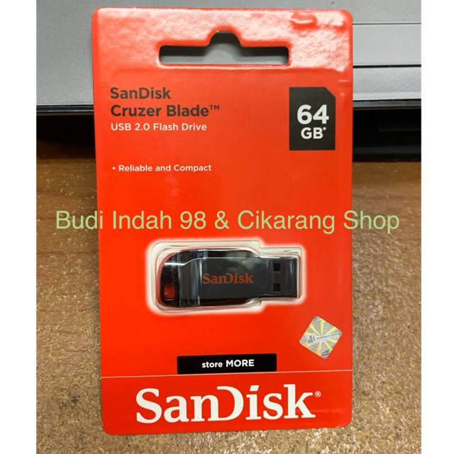 Original Sandisk Flasdisk 64gb Cruzer Blade  USB Flash Disk 64gb