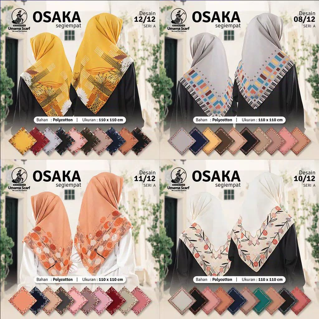 [LOCAL] - Umama OSAKA Versi A campur motif dan campur warna jilbab hijab kerudung Segiempat