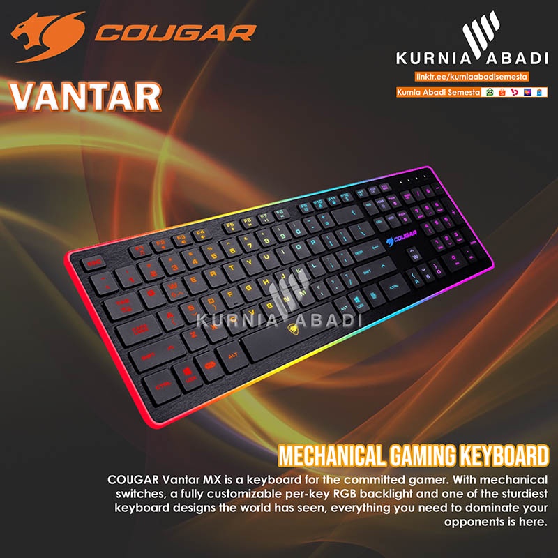 COUGAR GAMING KEYBOARD VANTAR SCISSOR SWITCH 8 BACKLIGHT EFFECT