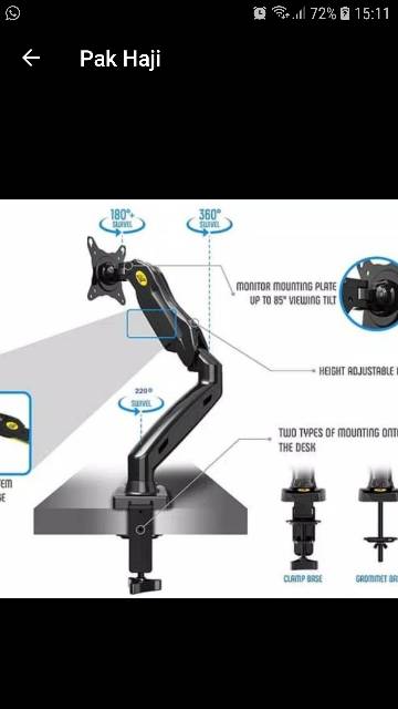 NORTH BAYOU NBF80  NB F80 GAS SPRING  BRACKET TV MONITOR JEPIT MEJA  17 - 30  INCH  ORI  PROMO !!!