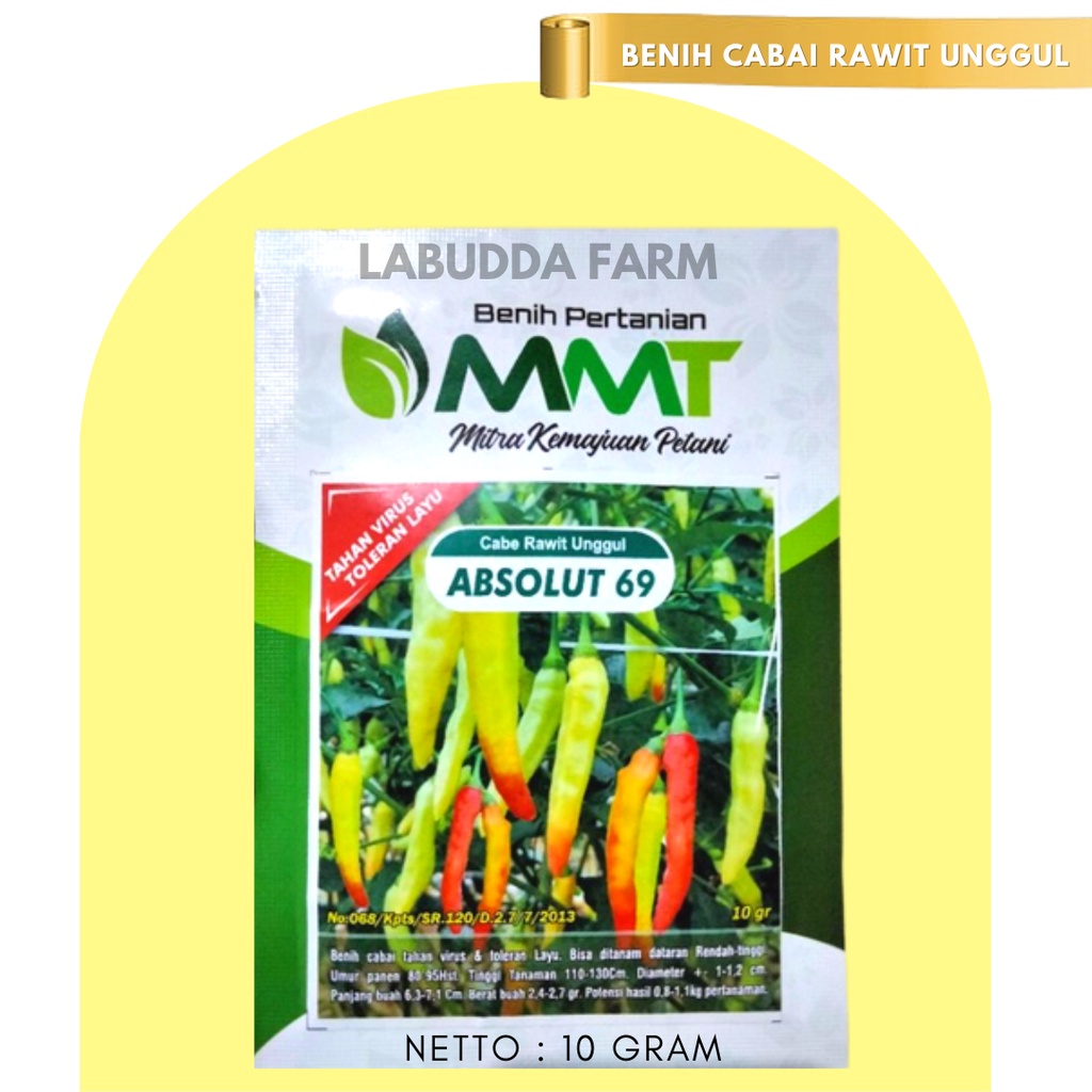 Bibit Cabe Absolut 69 Tahan Virus Kemasan 10gr Original Pabrik CRM Andalan - Bibit Cabe Rawit Unggul