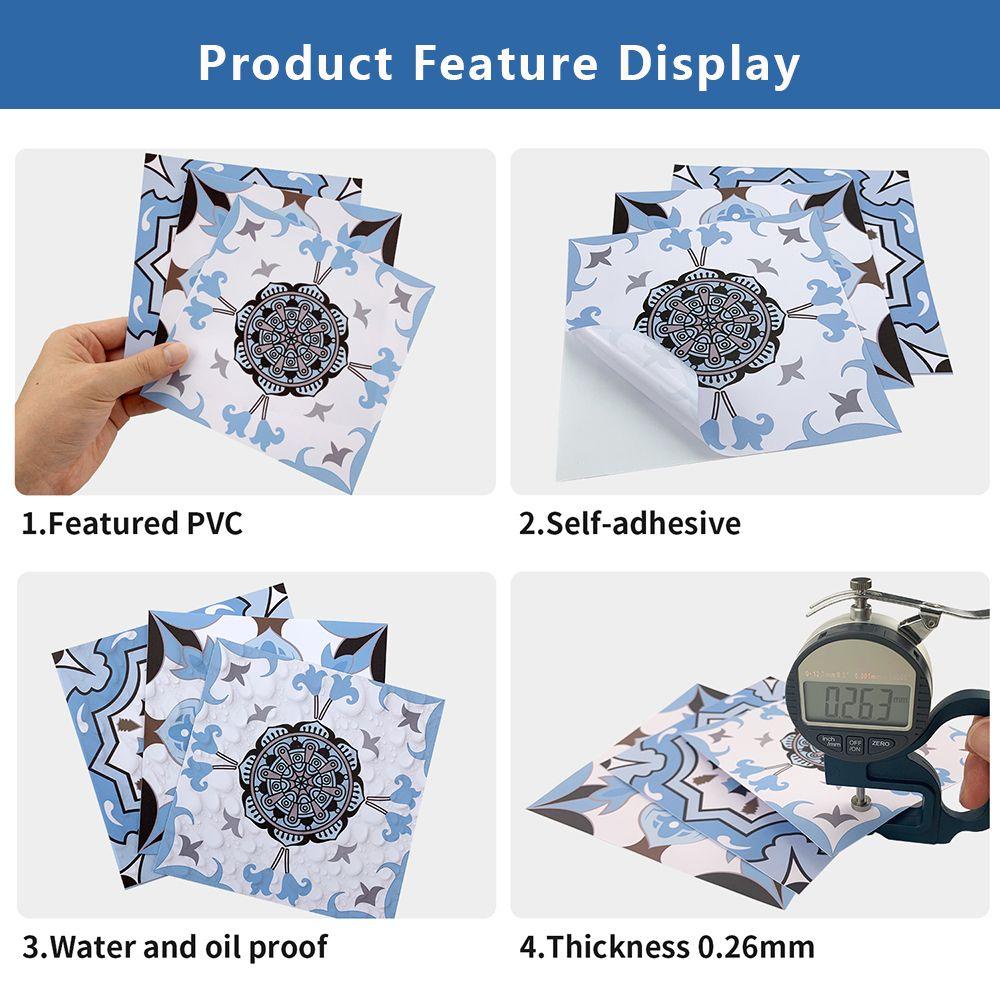 R-flower 24pcs/Set Stiker Dinding Hias Dapat Dilepas Oilproof Dekorasi Dapur Rumah Self Adhesive Wallpaper