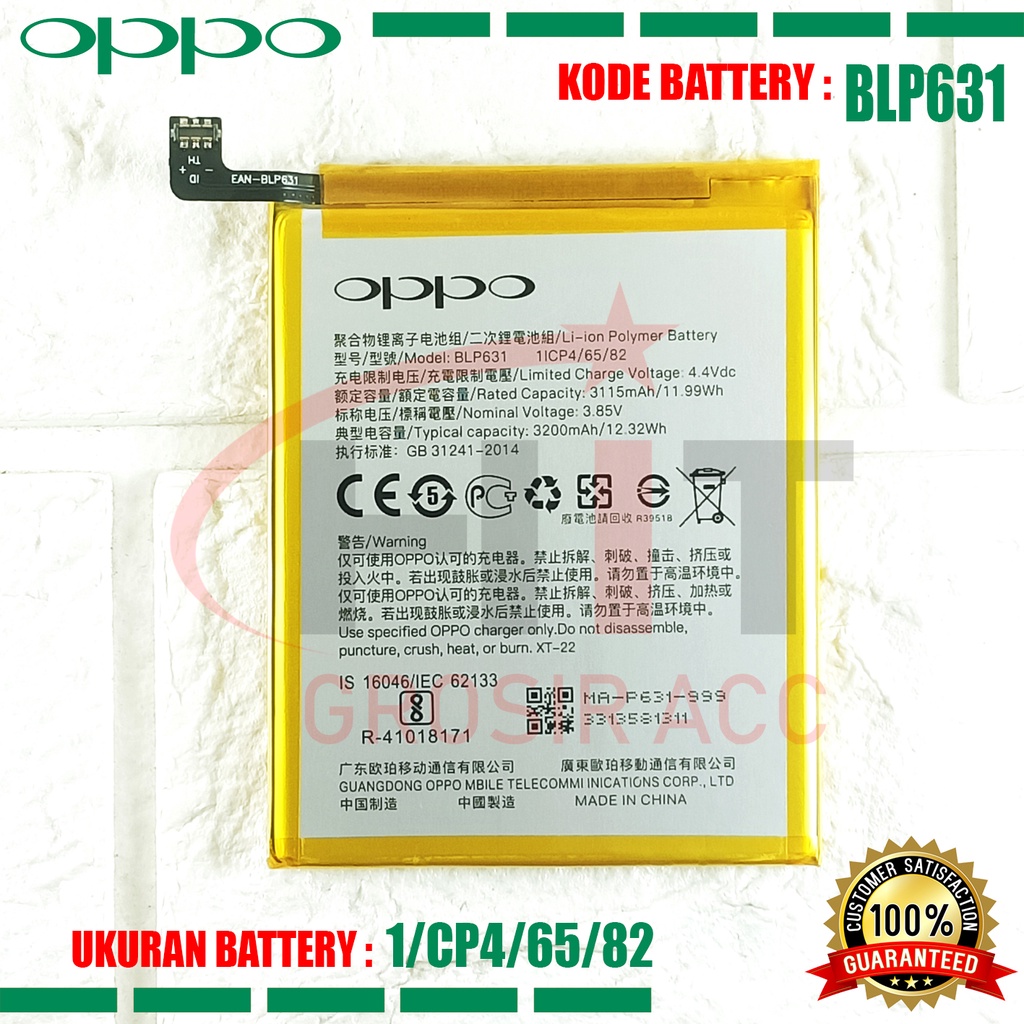 Baterai Battery Ori BLP631 Oppo F5, F3, F5 Plus, A77