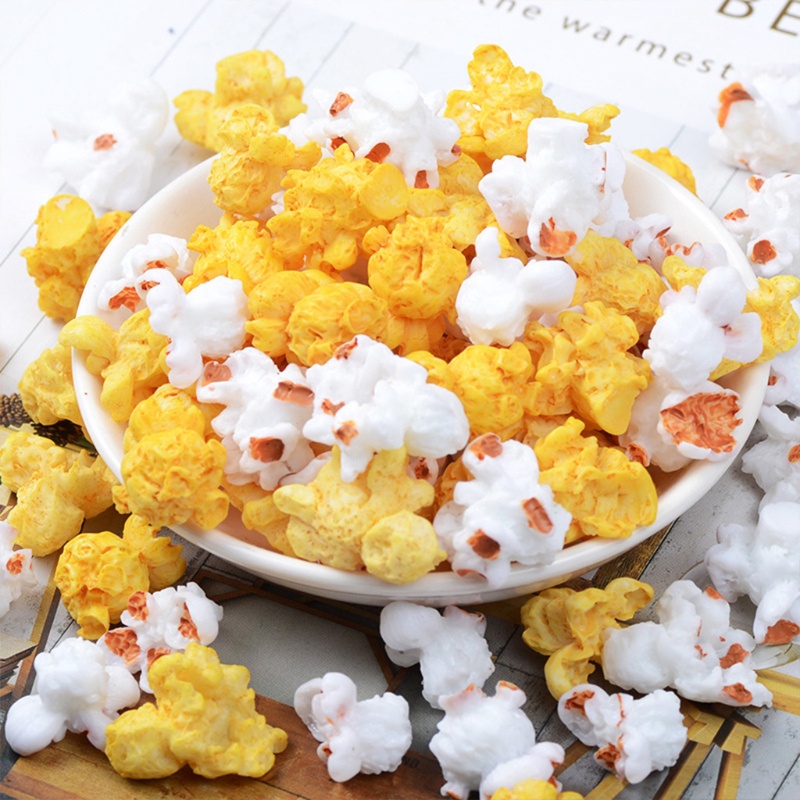 Mary 60-Piece Popcorn Plastik Miniatur Resin Dekorasi Popcorn Buatan Warna Campur Untuk Dekorasi Gantungan Kunci Rumah Boneka Diyatio