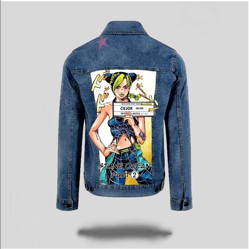 Jasa Lukis “MOCHIRON” Custom Denim Jacket JOJO BIZZARE ADVENTURE Cujoh Jolyne